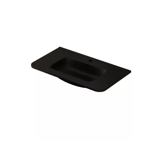 AREZZO design SIERRA 80 cm-es beépíthető solid surface mosdó, fekete
