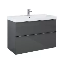   AREZZO design MONTEREY 100 cm-es alsószekrény 2 fiókkal Mf. antracit színben, szifonkivágással