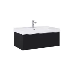   AREZZO design MONTEREY 80 cm-es alsószekrény 1 fiókkal Matt fekete színben, szifonkivágással