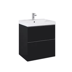   AREZZO design MONTEREY 60 cm-es alsószekrény 2 fiókkal Matt fekete színben, szifonkivágással