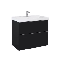   AREZZO design MONTEREY 80 cm-es alsószekrény 2 fiókkal Matt fekete színben,szifonkivágással