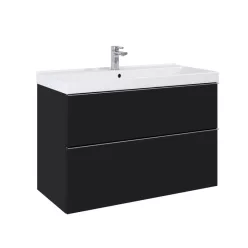  AREZZO design MONTEREY 100 cm-es alsószekrény 2 fiókkal Matt fekete színben, szifonkivágással