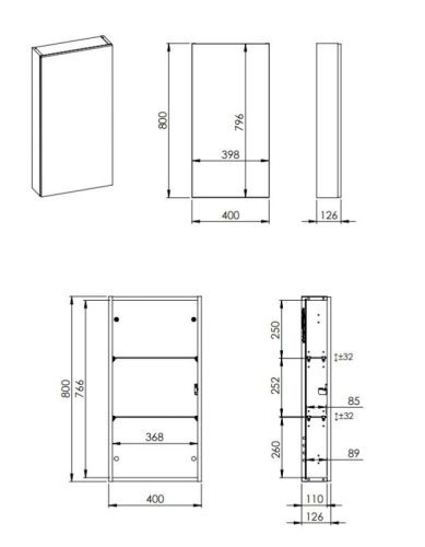 AREZZO design univerzális felsőszekrény bármely modellhez 40 cm-es, 1 ajtós (12,6) mf antracit