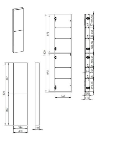 AREZZO design univerzális állószekrény bármely modellhez 40 cm-es, 2 ajtós, (12,6) matt antracit