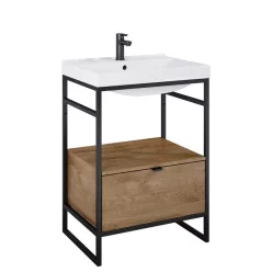   AREZZO design NEBO alsószekrény 60 cm-es, 1 fiókkal, canela tölgy, matt fekete (2 doboz)