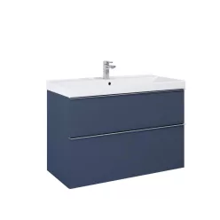   AREZZO design MONTEREY 100 cm-es alsószekrény 2 fiókkal Matt kék színben, szifonkivágással
