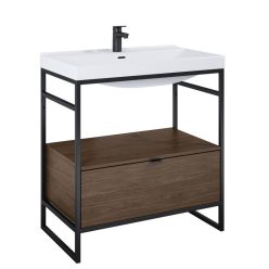   AREZZO design NEBO alsószekrény 80 cm-es, 1 fiókkal, lincoln dió, matt fekete (2 doboz)