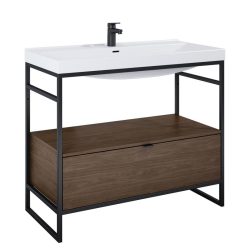   AREZZO design NEBO alsószekrény 100 cm-es, 1 fiókkal, Lincoln dió, matt fekete (2 doboz)