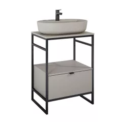   AREZZO design NEBO alsószekrény 60 cm-es, 1 fiókkal, matt beige, matt fekete (2 doboz)