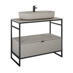   AREZZO design NEBO alsószekrény 100 cm-es, 1 fiókkal, matt beige, matt fekete (2 doboz)