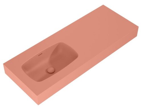 AREZZO design MABEL öntöttmárvány falra szerelhető mosdó 120 cm (60+60) bal, terra pink