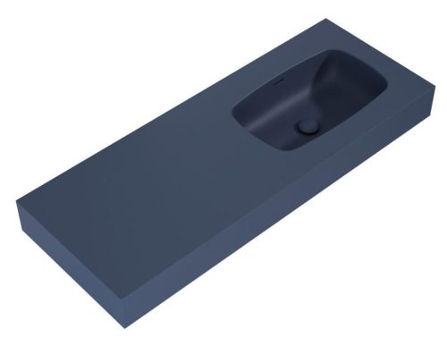 AREZZO design MABEL öntöttmárvány falra szerelhető mosdó 120 cm (60+60) jobb, matt kék