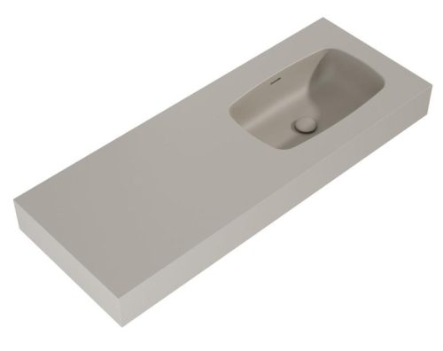 AREZZO design MABEL öntöttmárvány falra szerelhető mosdó 120 cm (60+60) jobb, matt beige