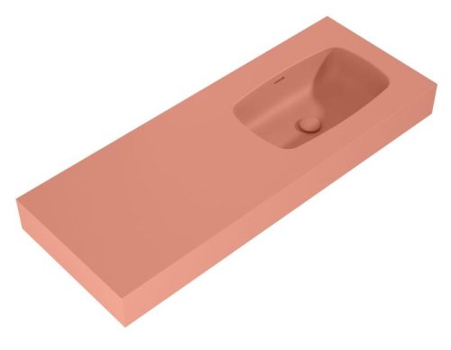 AREZZO design MABEL öntöttmárvány falra szerelhető mosdó 120 cm (60+60) jobb, terra pink