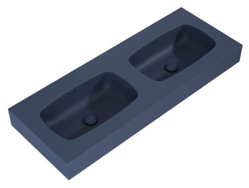 AREZZO design MABEL DUO öntöttmárvány falra szerelhető dupla mosdó 120 cm, matt kék
