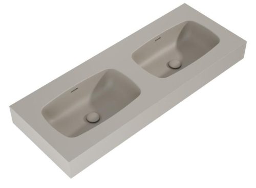 AREZZO design MABEL DUO öntöttmárvány falra szerelhető dupla mosdó 120 cm, matt beige