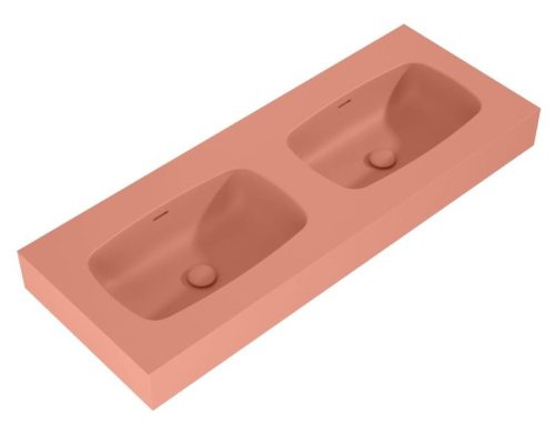 AREZZO design MABEL DUO öntöttmárvány falra szerelhető dupla mosdó 120 cm, terra pink