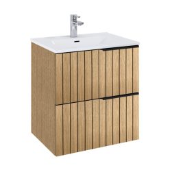   AREZZO design MONTEREY 60 cm-es alsószekrény 2 fiókkal természetes fa színben, szifonkivágással