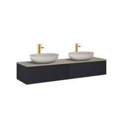   AREZZO design MONTEREY 160 cm-es alsószekrény 2 fiókkal matt fekete színben