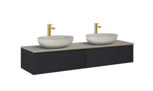 AREZZO design MONTEREY 160 cm-es alsószekrény 2 fiókkal matt fekete színben
