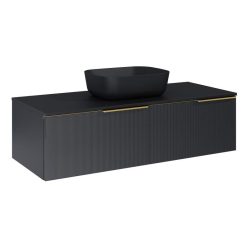   AREZZO design MONTEREY GLASS 120 cm-es alsószekrény 2 fiókkal, fekete színben