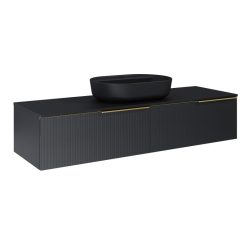   AREZZO design MONTEREY GLASS 160 cm-es alsószekrény 2 fiókkal, fekete színben