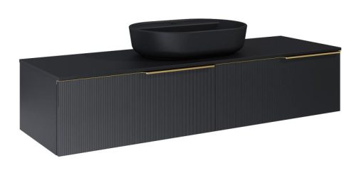 AREZZO design MONTEREY GLASS 160 cm-es alsószekrény 2 fiókkal, fekete színben