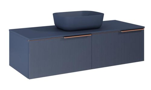 AREZZO design MONTEREY GLASS 120 cm-es alsószekrény 2 fiókkal, kék színben