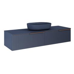   AREZZO design MONTEREY GLASS 160 cm-es alsószekrény 2 fiókkal, kék színben