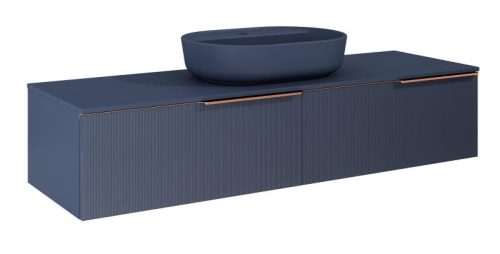 AREZZO design MONTEREY GLASS 160 cm-es alsószekrény 2 fiókkal, kék színben