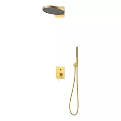   AREZZO design ELEGANT Falsík alatti zuhanyszett falon belüli egységgel, szálcsiszolt arany
