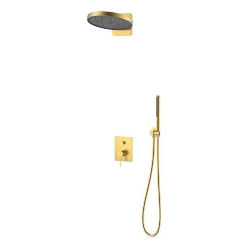AREZZO design ELEGANT Falsík alatti zuhanyszett falon belüli egységgel, szálcsiszolt arany