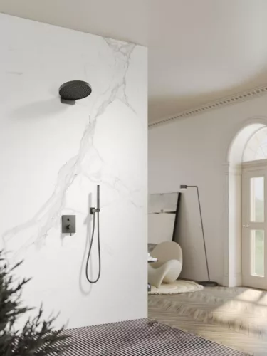 AREZZO design ELEGANT Falsík alatti zuhanyszett falon belüli egységgel, gun metal