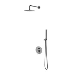   AREZZO design NOVA falsík alatti zuhanyszett falon belüli egységgel, szálcsiszolt gun metal