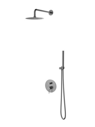 AREZZO design NOVA falsík alatti zuhanyszett falon belüli egységgel, szálcsiszolt gun metal