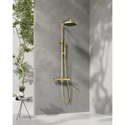   AREZZO design ELEGANT 3 funkciós termosztatikus zuhanyrendszer, szálcsiszolt arany