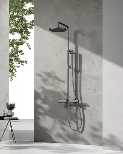 AREZZO design ELEGANT 3 funkciós termosztatikus zuhanyrendszer, gun metal