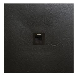   AREZZO design SOLIDSoft zuhanytálca 80x80 cm, FEKETE, színazonos lefolyóval (2 doboz)