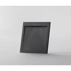   AREZZO design STONE pala hatású öntött márvány zuhanytálca, 90x90 cm-es, antracit (2 doboz)