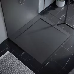   AREZZO design STONE pala hatású öntött márvány zuhanytálca, 90x90 cm-es, fekete (2 doboz)