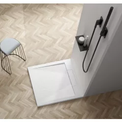   AREZZO design STONE pala hatású öntött márvány zuhanytálca, 90x90 cm-es, fehér (2 doboz)