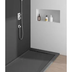   AREZZO design STONE pala hatású öntött márvány zuhanytálca, 120x90 cm-es, antracit (2 doboz)