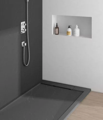 AREZZO design STONE pala hatású öntött márvány zuhanytálca, 120x90 cm-es, antracit (2 doboz)