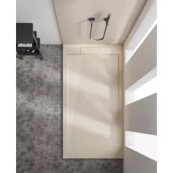   AREZZO design STONE pala hatású öntött márvány zuhanytálca, 120x90 cm-es, beige (2 doboz)
