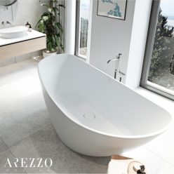  AREZZO design MARYLAND öntöttmárvány szabadonálló kád, fényes fehér
