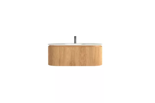 AREZZO design SELINA 120 cm-es ovális alsószekrény solid surface mosdóval, tölgy